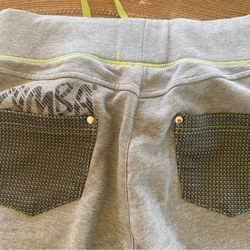 Unisex grey Sweatpants with Black Pocket Detail and Neon Trim